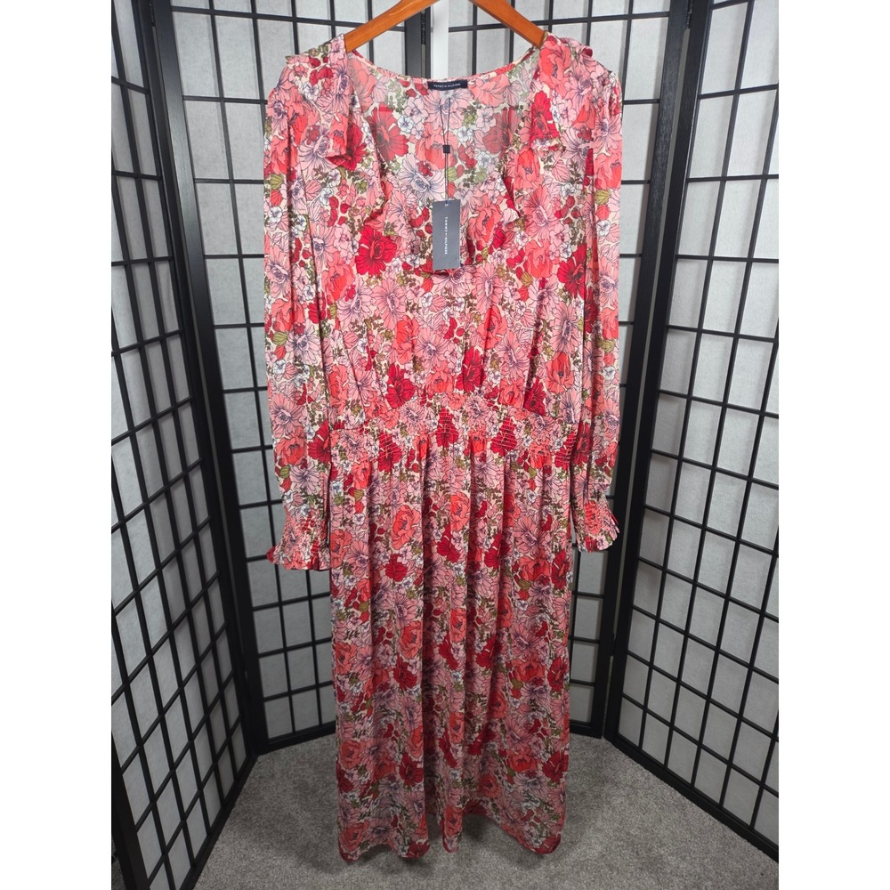 Tommy Hilfiger Cottagecore Prairie Coquette Floral Chiffon Maxi Dress 20W Women